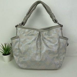 Coach #13508 Parker Limited Edition Op-Art Silver Signature Logo Shoulder Bag